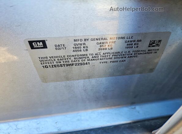 1G1ZE5ST9HF229341 2017 CHEVROLET MALIBU Silver Vista del compartimento del motor