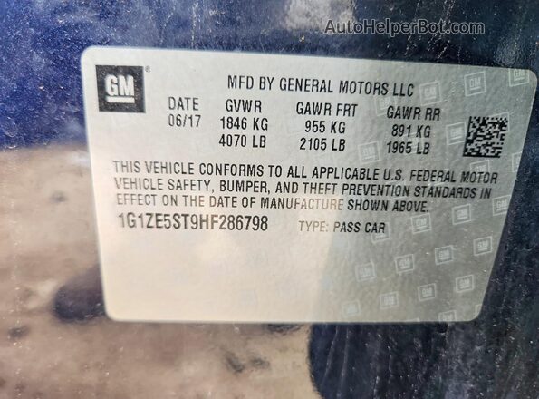 1G1ZE5ST9HF286798 2017 CHEVROLET MALIBU Blue VIN կոդի պիտակի տեսք