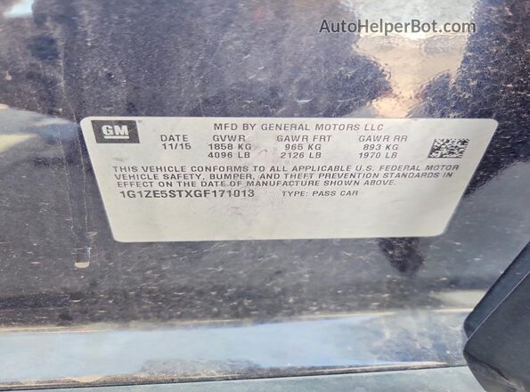 1G1ZE5STXGF171013 2016 CHEVROLET MALIBU Blue Engine compartment view