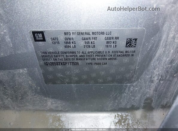 1G1ZE5STXGF177538 2016 CHEVROLET MALIBU Silver Вид підкапотного простору
