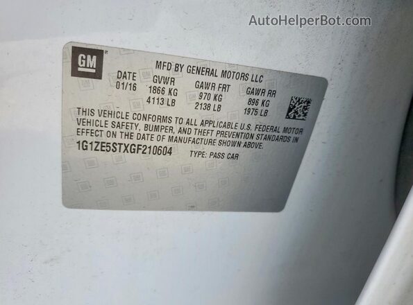 1G1ZE5STXGF210604 2016 CHEVROLET MALIBU White ძრავის განყოფილების ხედი