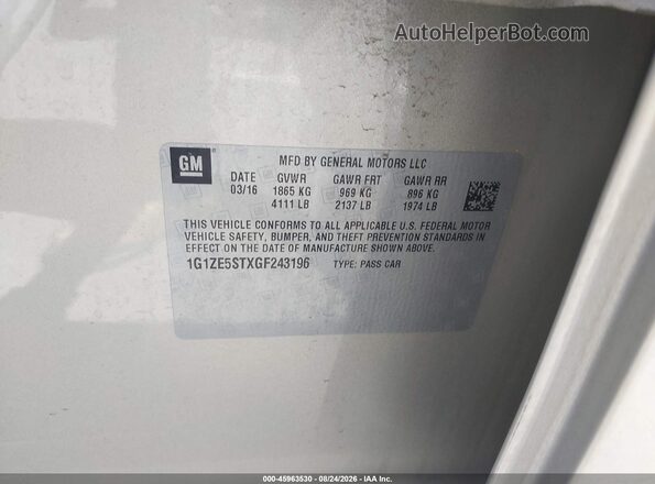 1G1ZE5STXGF243196 2016 CHEVROLET MALIBU Champagne Вид підкапотного простору