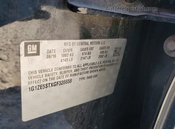 1G1ZE5STXGF326658 2016 CHEVROLET MALIBU Black Widok komory silnika