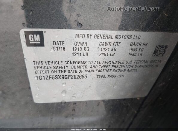 1G1ZF5SX9GF202686 2016 CHEVROLET MALIBU Gray Vista del compartimento del motor
