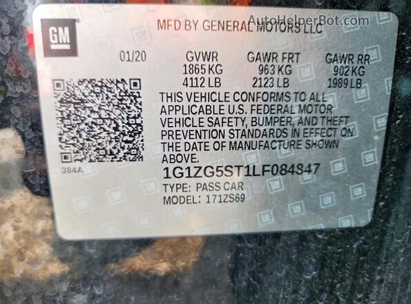 1G1ZG5ST1LF084847 2020 CHEVROLET MALIBU Черный Вид подкапотного пространства