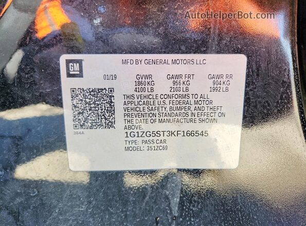 1G1ZG5ST3KF166545 2019 CHEVROLET MALIBU Black ძრავის განყოფილების ხედი