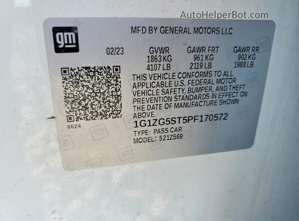 1G1ZG5ST5PF170572 2023 CHEVROLET MALIBU White Engine compartment view