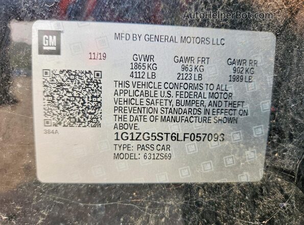 1G1ZG5ST6LF057093 2020 CHEVROLET MALIBU Черный Вид наклейки с VIN-кодом