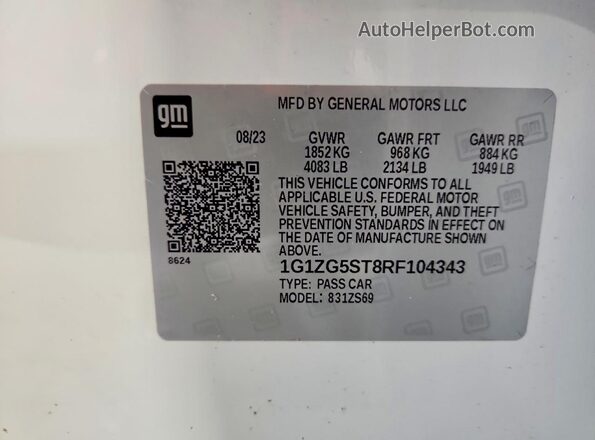 1G1ZG5ST8RF104343 2024 CHEVROLET MALIBU White VIN կոդի պիտակի տեսք
