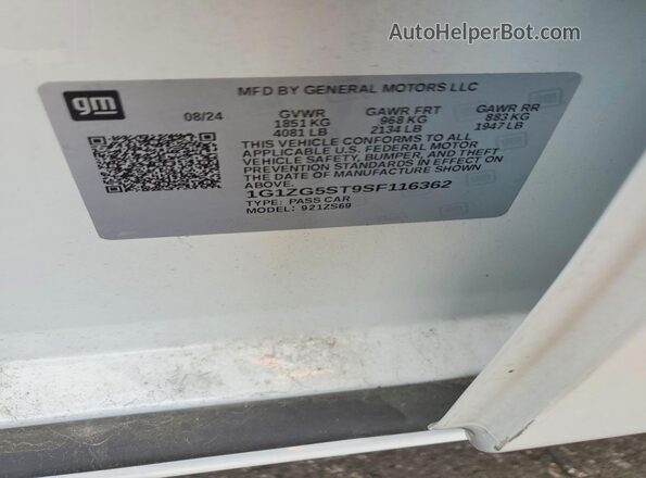 1G1ZG5ST9SF116362 2025 CHEVROLET MALIBU White Engine compartment view