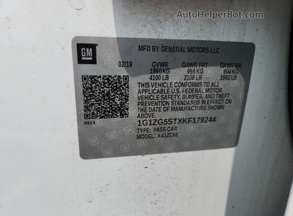 1G1ZG5STXKF179244 2019 CHEVROLET MALIBU White Vista del compartimento del motor