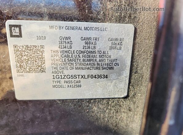 1G1ZG5STXLF043634 2020 CHEVROLET MALIBU Бордовый Вид подкапотного пространства