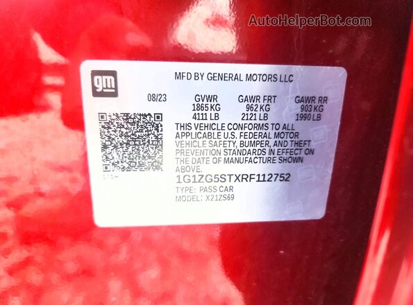 1G1ZG5STXRF112752 2024 CHEVROLET MALIBU Red Engine compartment view