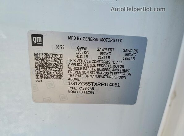 1G1ZG5STXRF114081 2024 CHEVROLET MALIBU White VIN կոդի պիտակի տեսք