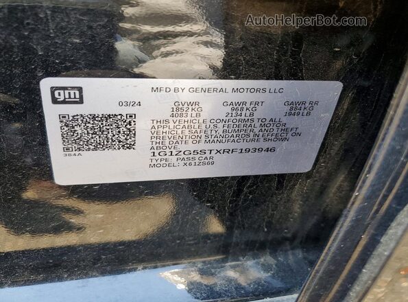 1G1ZG5STXRF193946 2024 CHEVROLET MALIBU Black ძრავის განყოფილების ხედი