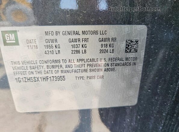 1G1ZH5SX1HF173955 2017 CHEVROLET MALIBU Gray Вид підкапотного простору