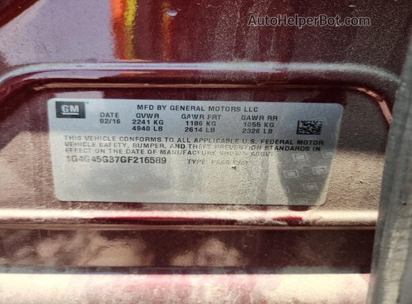 1G4G45G37GF216589 2016 BUICK LACROSSE Burgundy Engine compartment view