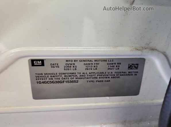 1G4GC5G38GF153652 2016 BUICK LACROSSE White ძრავის განყოფილების ხედი