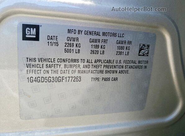 1G4GD5G30GF177263 2016 BUICK LACROSSE Gray Engine compartment view