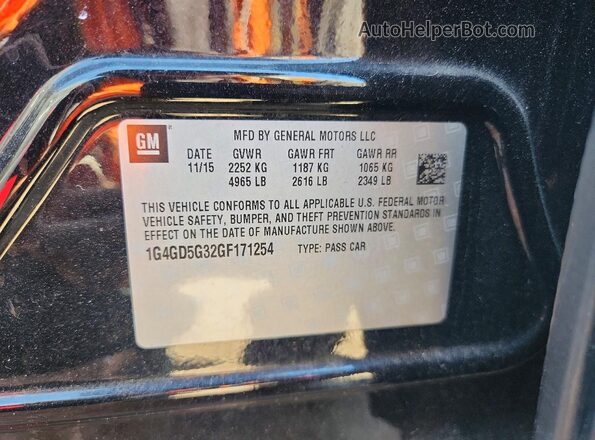 1G4GD5G32GF171254 2016 BUICK LACROSSE Черный Вид подкапотного пространства