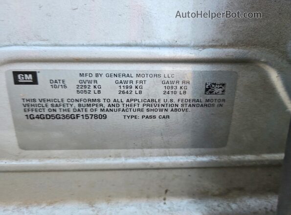 1G4GD5G36GF157809 2016 BUICK LACROSSE Silver Widok komory silnika