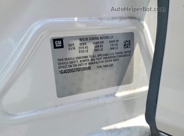 1G4GD5G37GF208945 2016 BUICK LACROSSE White Vista del compartimento del motor