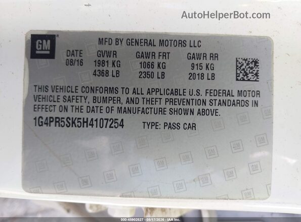 1G4PR5SK5H4107254 2017 BUICK VERANO White Engine compartment view