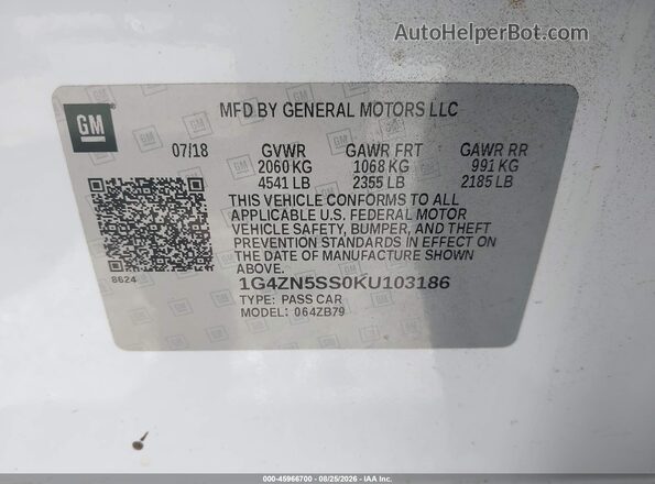 1G4ZN5SS0KU103186 2019 BUICK LACROSSE White Engine compartment view