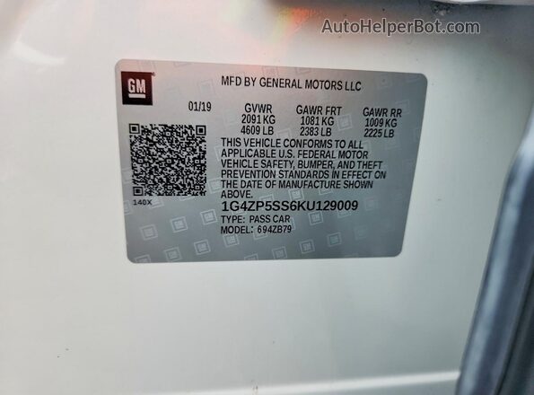 1G4ZP5SS6KU129009 2019 BUICK LACROSSE White Widok komory silnika