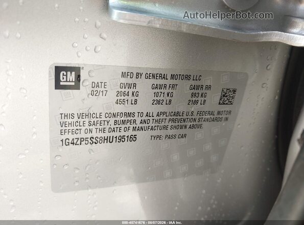 1G4ZP5SS8HU195165 2017 BUICK LACROSSE Silver Engine compartment view