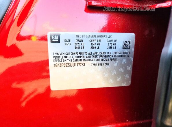 1G4ZP5SZ3JU117783 2018 BUICK LACROSSE Красный Вид подкапотного пространства