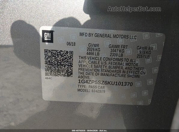 1G4ZP5SZ6KU101370 2019 BUICK LACROSSE Gray Widok komory silnika