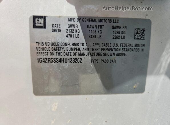 1G4ZR5SS4HU138262 2017 BUICK LACROSSE White Вид підкапотного простору