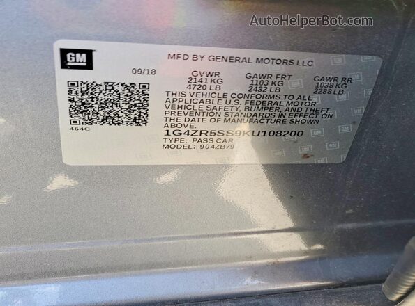 1G4ZR5SS9KU108200 2019 BUICK LACROSSE Silver Engine compartment view
