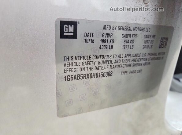 1G6AB5RX0H0156808 2017 CADILLAC ATS Gray ძრავის განყოფილების ხედი