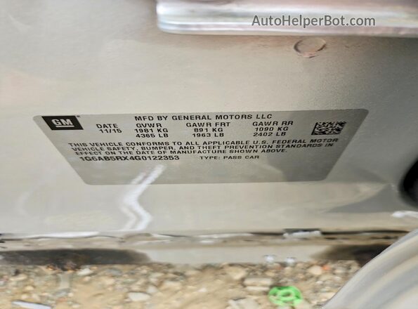 1G6AB5RX4G0122353 2016 CADILLAC ATS Серебряный Вид подкапотного пространства