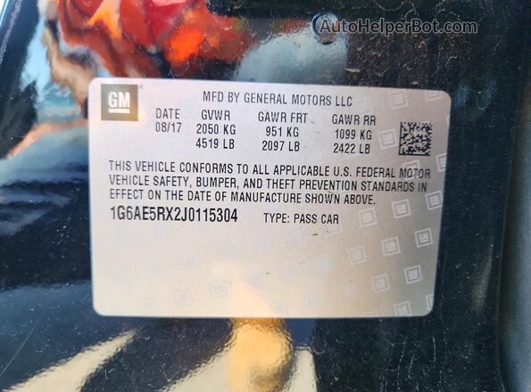 1G6AE5RX2J0115304 2018 CADILLAC ATS Черный Вид подкапотного пространства
