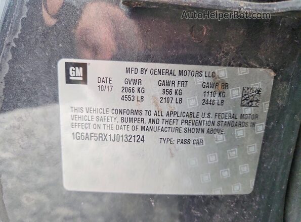 1G6AF5RX1J0132124 2018 CADILLAC ATS Charcoal ძრავის განყოფილების ხედი
