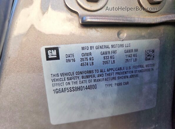 1G6AF5SS8H0144800 2017 CADILLAC ATS Silver Vista del compartimento del motor