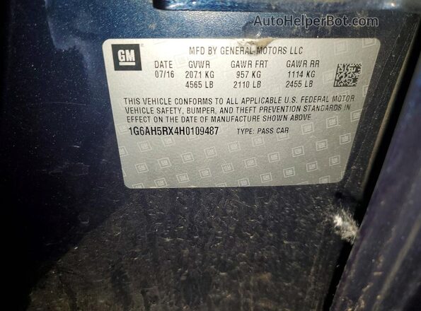 1G6AH5RX4H0109487 2017 CADILLAC ATS Blue Engine compartment view