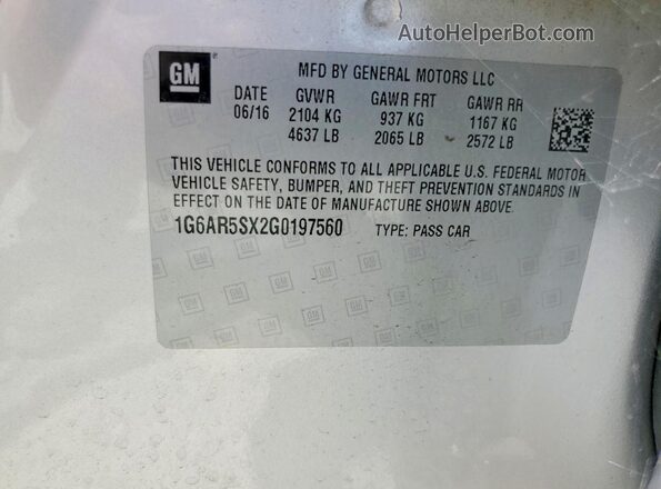 1G6AR5SX2G0197560 2016 CADILLAC CTS Silver ძრავის განყოფილების ხედი