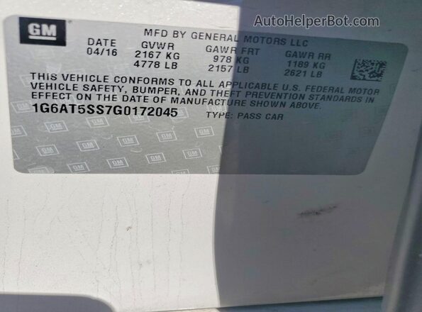 1G6AT5SS7G0172045 2016 CADILLAC CTS White Вид підкапотного простору