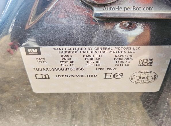 1G6AX5SS0G0135066 2016 CADILLAC CTS Charcoal ძრავის განყოფილების ხედი