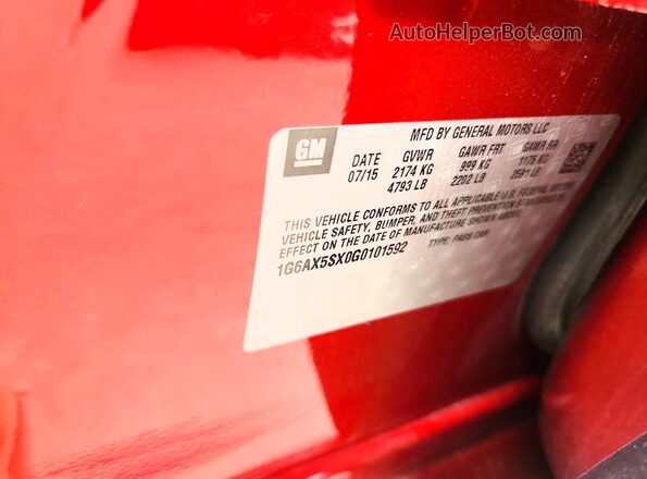 1G6AX5SX0G0101592 2016 CADILLAC CTS Maroon Vista del compartimento del motor