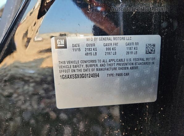 1G6AX5SX0G0124094 2016 CADILLAC CTS Black Вид наклейки з VIN-кодом