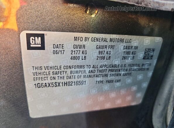 1G6AX5SX1H0216591 2017 CADILLAC CTS Gray Շարժիչի բաժամունքի տեսք