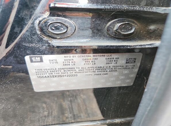 1G6AX5SX2G0122220 2016 CADILLAC CTS Black VIN կոդի պիտակի տեսք
