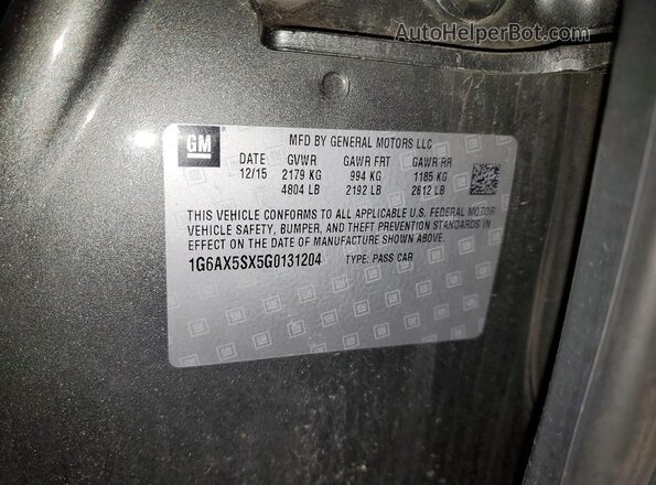 1G6AX5SX5G0131204 2016 CADILLAC CTS Gray VIN კოდის სტიკერის ხედი