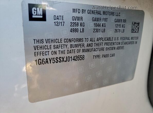 1G6AY5SSXJ0142658 2018 CADILLAC CTS White 