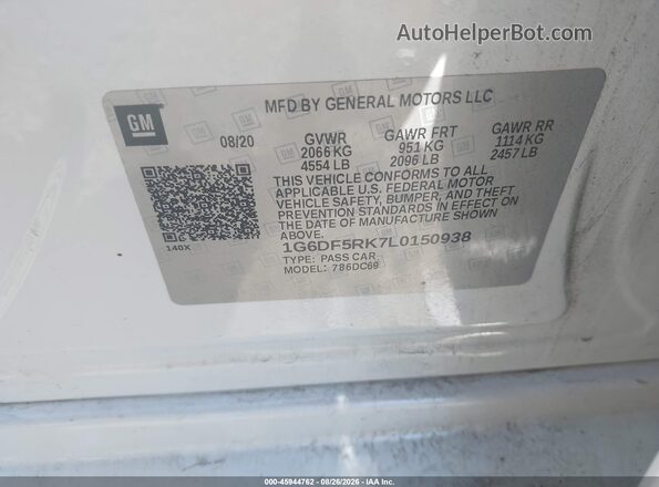 1G6DF5RK7L0150938 2020 CADILLAC CT4 White Вид підкапотного простору